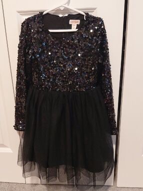 Cat & Jack Black Sequin Tulle Dress